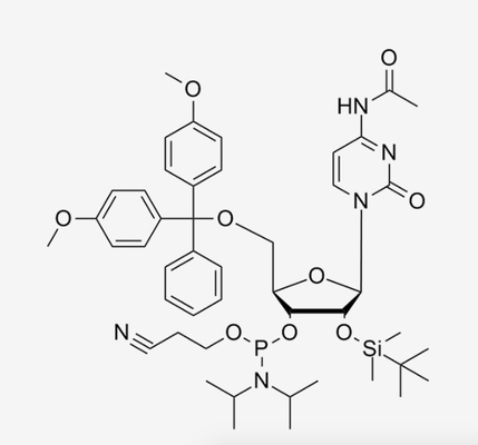 N4-Ac-5'-O--2'-O-TBDMS-C-CE Modifiye Nükleotidler Ac-rC Fosforamidit C47H64N5O9PSi CAS 121058-88-6