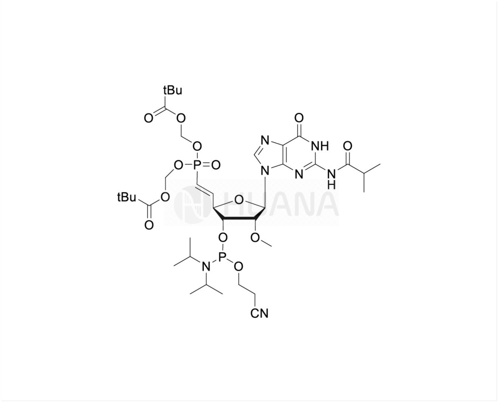 5'-POM-(E) -vinil fosfonat-2'-O-Me-rG ((iBu) -3-CE-fosforamidit
