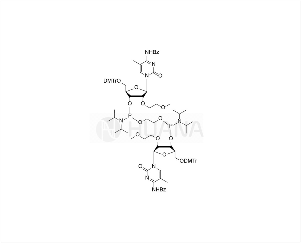 Etan-1,2-di(5'-O-DMTr-2'-O-MOE-5-Me-rC(Bz)-3'-oxy) bis ((diisopropilfosforamidit)