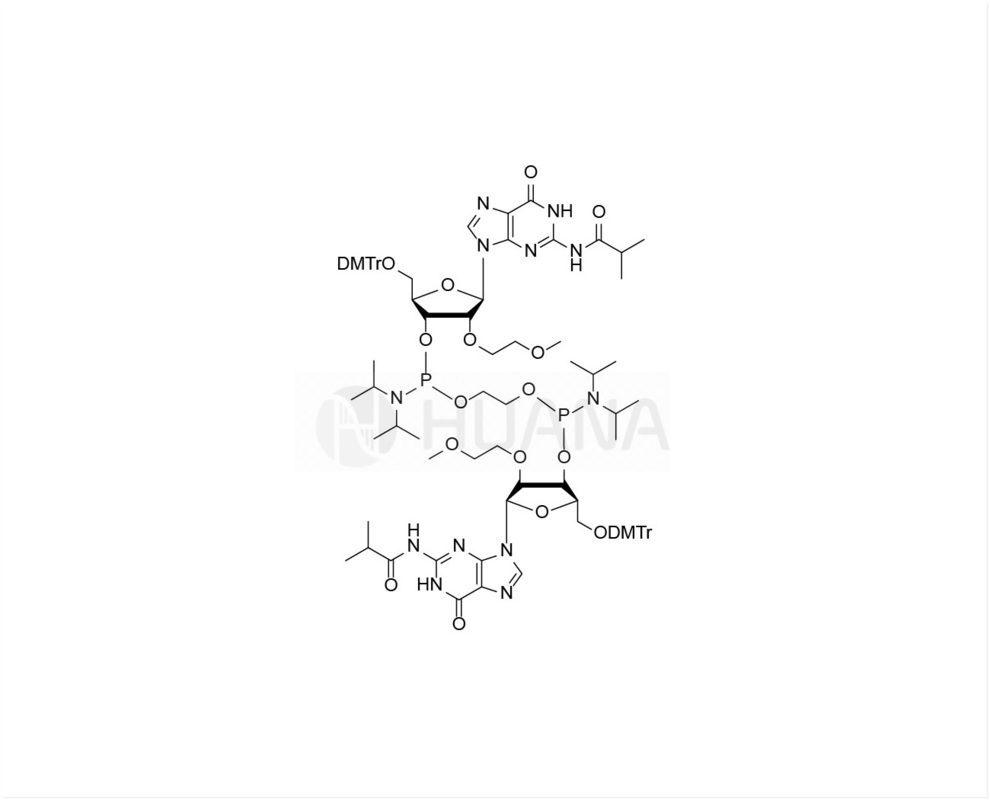 Etan-1,2-di ((5'-O-DMTr-2'-O-MOE-rG ((iBu)-3'-oxy) bis ((diisopropilfosforamidit)