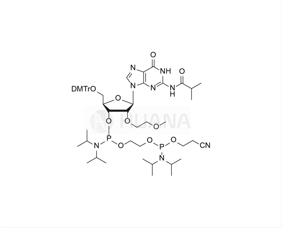 5'-O-DMT-2'-O-MOE-rG ((iBu)-3'- ((2-syanotoksi) ((diisopropillamino) fosforamit) -etil-diisopropilfosforamit